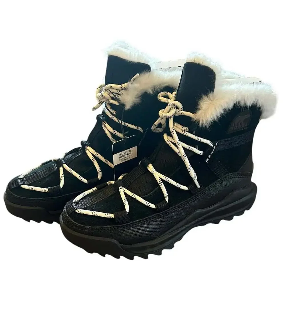 Sorel Women's ONA RMX Glacy Waterproof Faux Fur Boots, Black/Sea Salt
